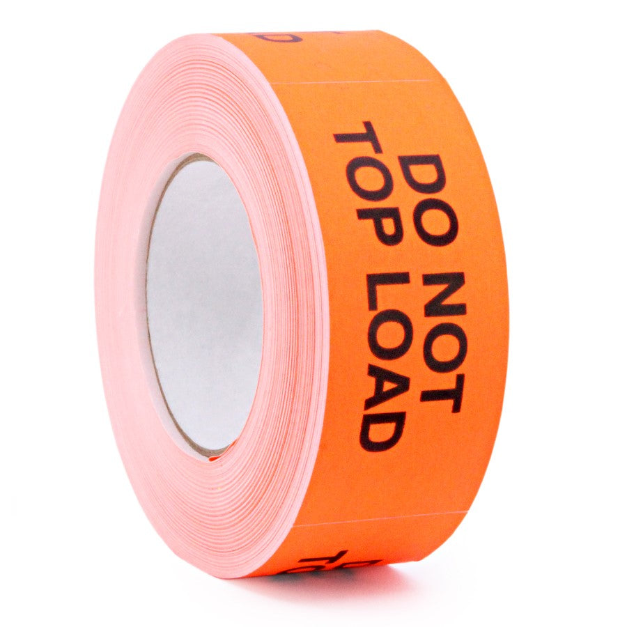 Label: DO NOT TOP LOAD 2 x 5 - Black on Fluorescent Orange (500/RL ...